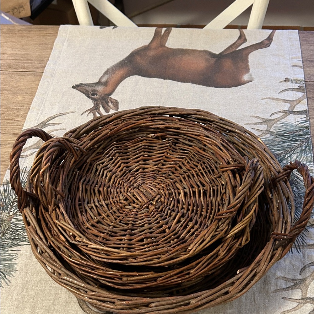 Rustic Brown Wicker Basket Set
